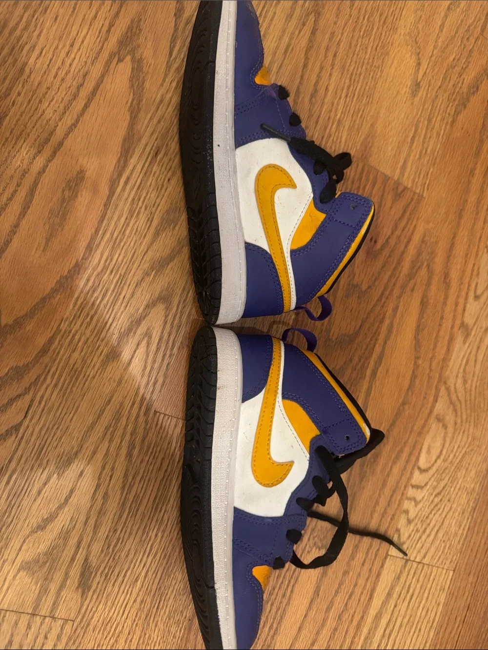 Nike Kids Black, Yellow & Purple High-Top Sneakers - Picture 2 of 5
